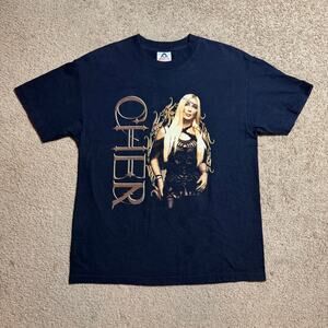 VTG CHER x Cyndi Lauper Tour‎ T Shirt 2002-2003 black sz Large